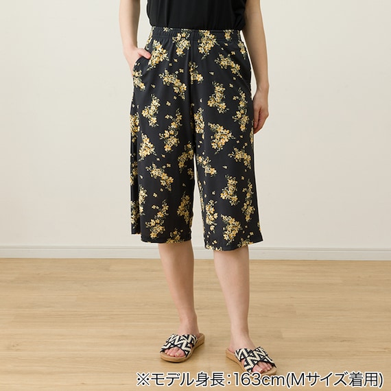 WOMENS Tシャツ+ルームパンツ7分丈 ルームウェアセット(クールSP ney BK M) 12枚目画像