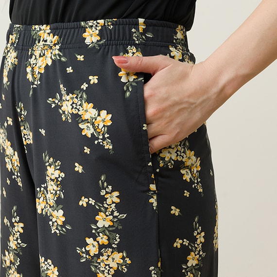 WOMENS Tシャツ+ルームパンツ7分丈 ルームウェアセット(クールSP ney BK M) 15枚目画像