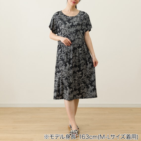 WOMENS ギャザー付きワンピース(クールSP ne BK M-L) 2枚目画像