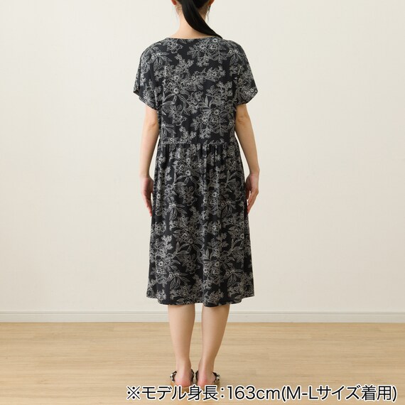 WOMENS ギャザー付きワンピース(クールSP ne BK M-L) 4枚目画像