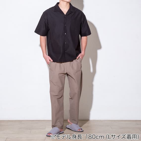 MENS 縦横伸びオープンカラーシャツ(クール CGne BK M) 2枚目画像