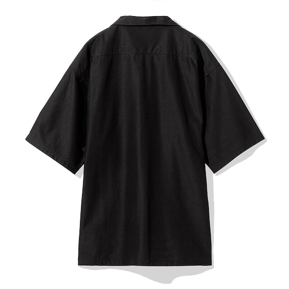 MENS 縦横伸びオープンカラーシャツ(クール CGne BK M) 5枚目画像