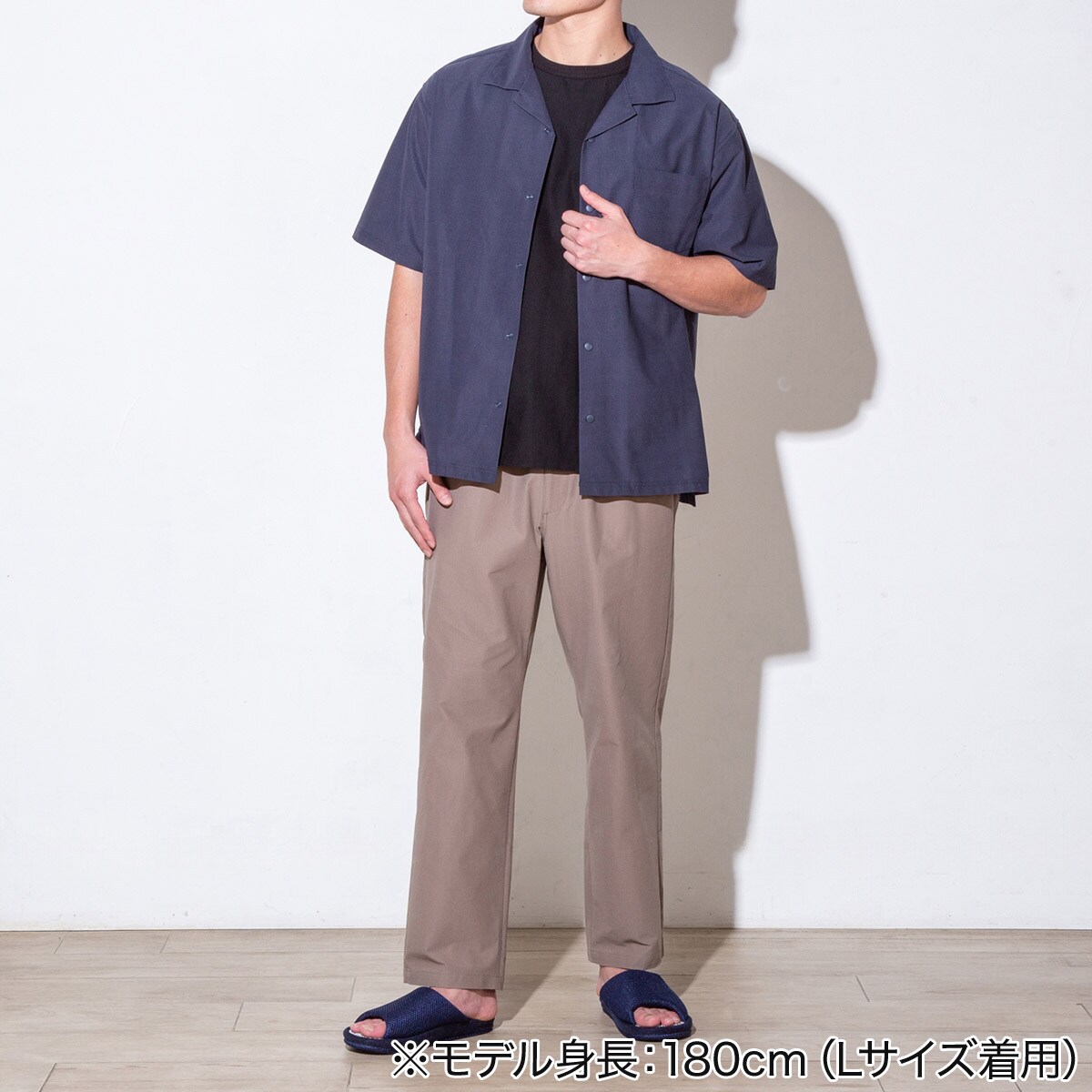 MENS 縦横伸びオープンカラーシャツ(クール CGne BL M) | ニトリネット