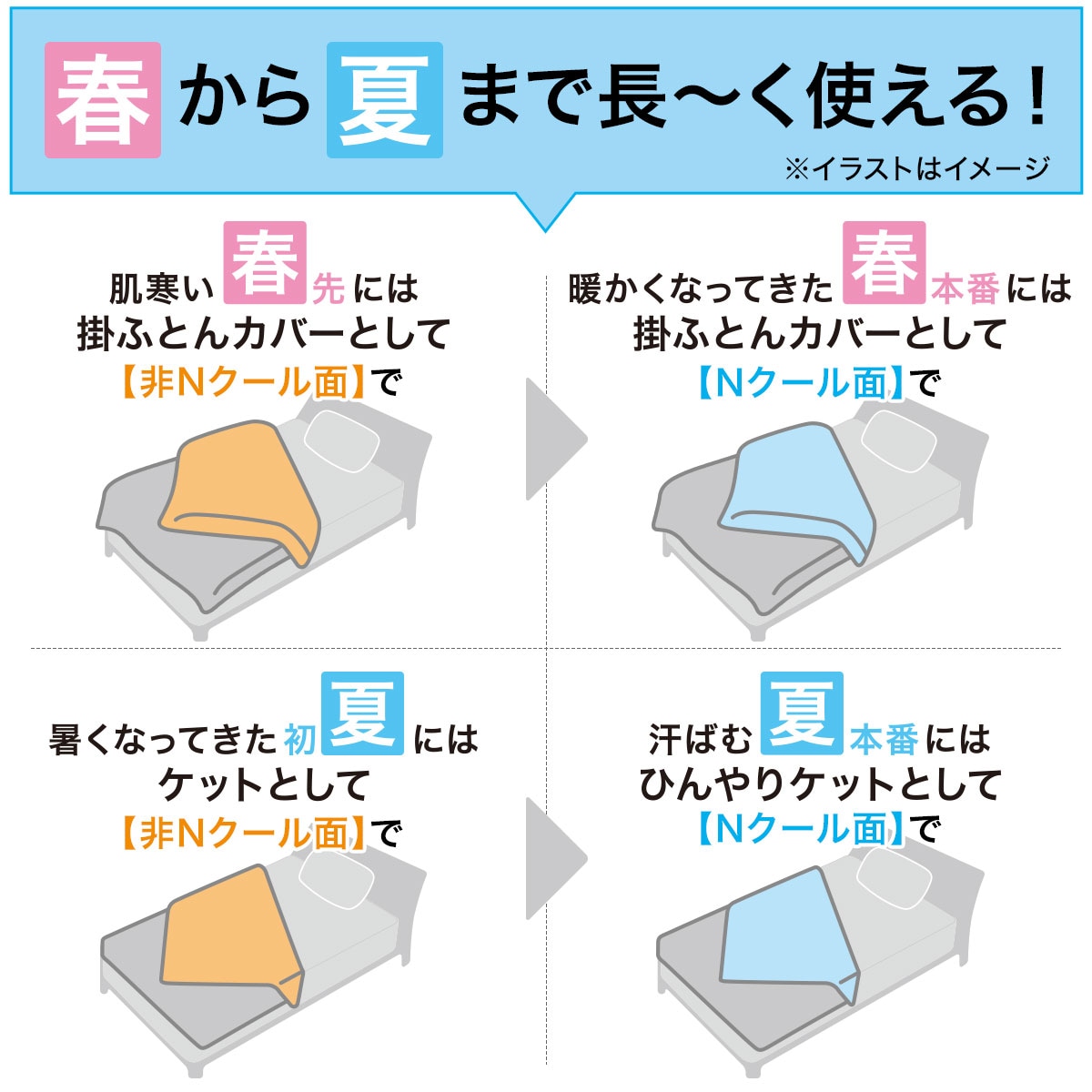 ひんやりケットにもなる掛け布団カバー ダブル(NクールBL 25NC-01 D