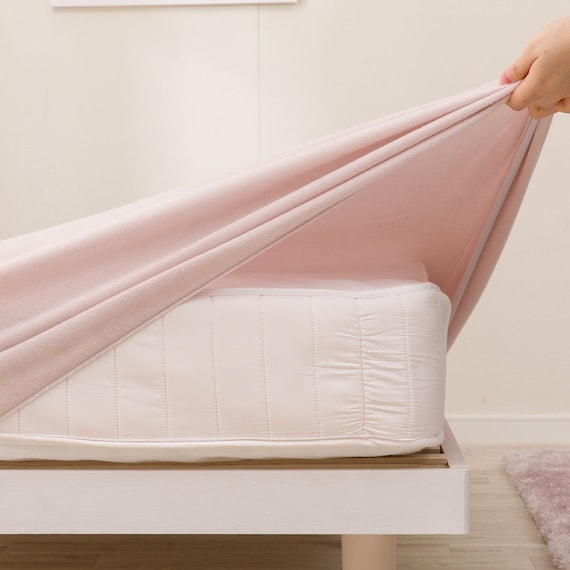 たて・よこストレッチNフィットシーツ スモールシングル-シングル(綿パイルN2 ライトローズ SS-S) 8枚目画像