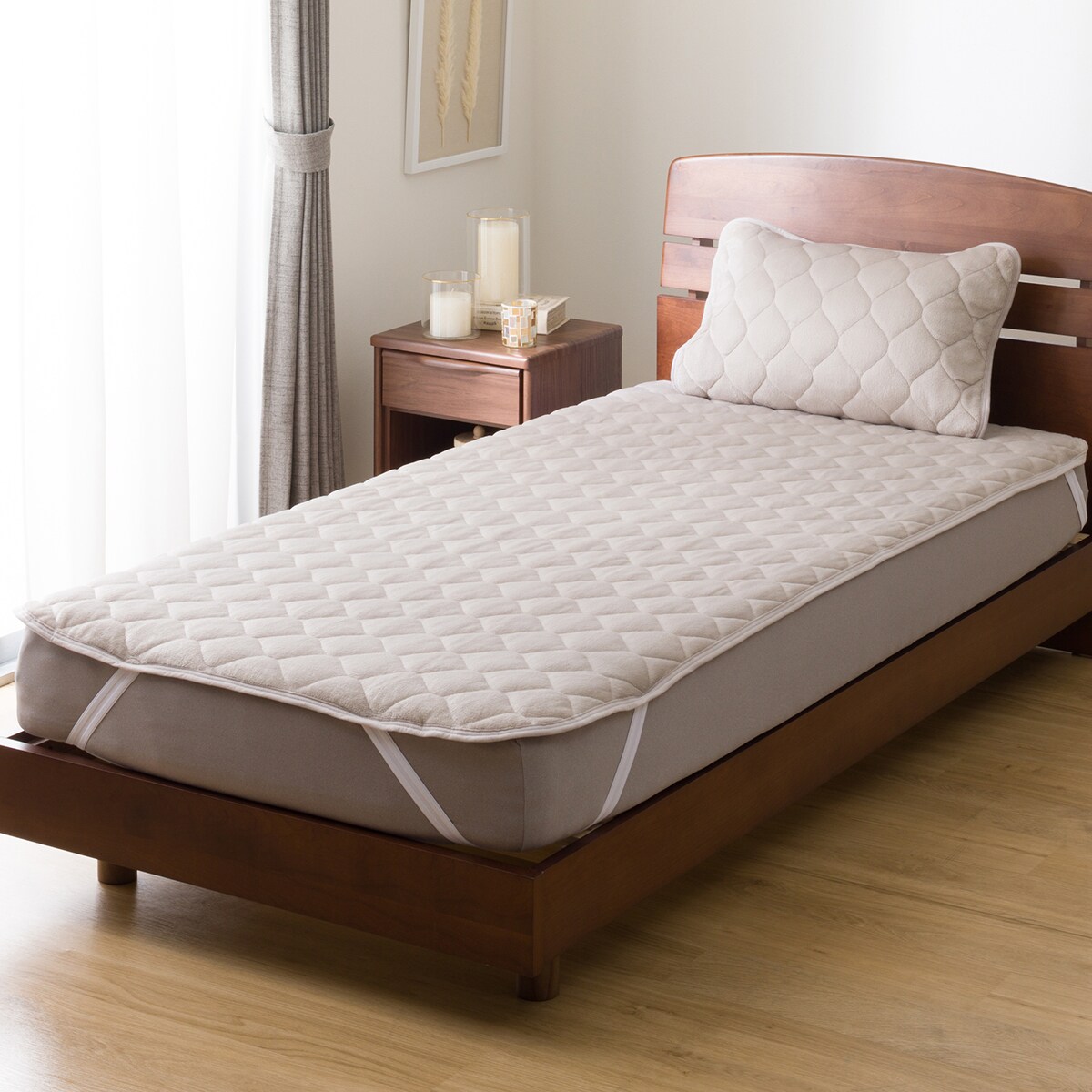 両面使える 敷きパッド ダブル(なめらか&ワッフル モカ D A2501