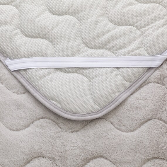 両面使える 敷きパッド  ダブル(フワフワ&ワッフル グレー D A2502) 8枚目画像