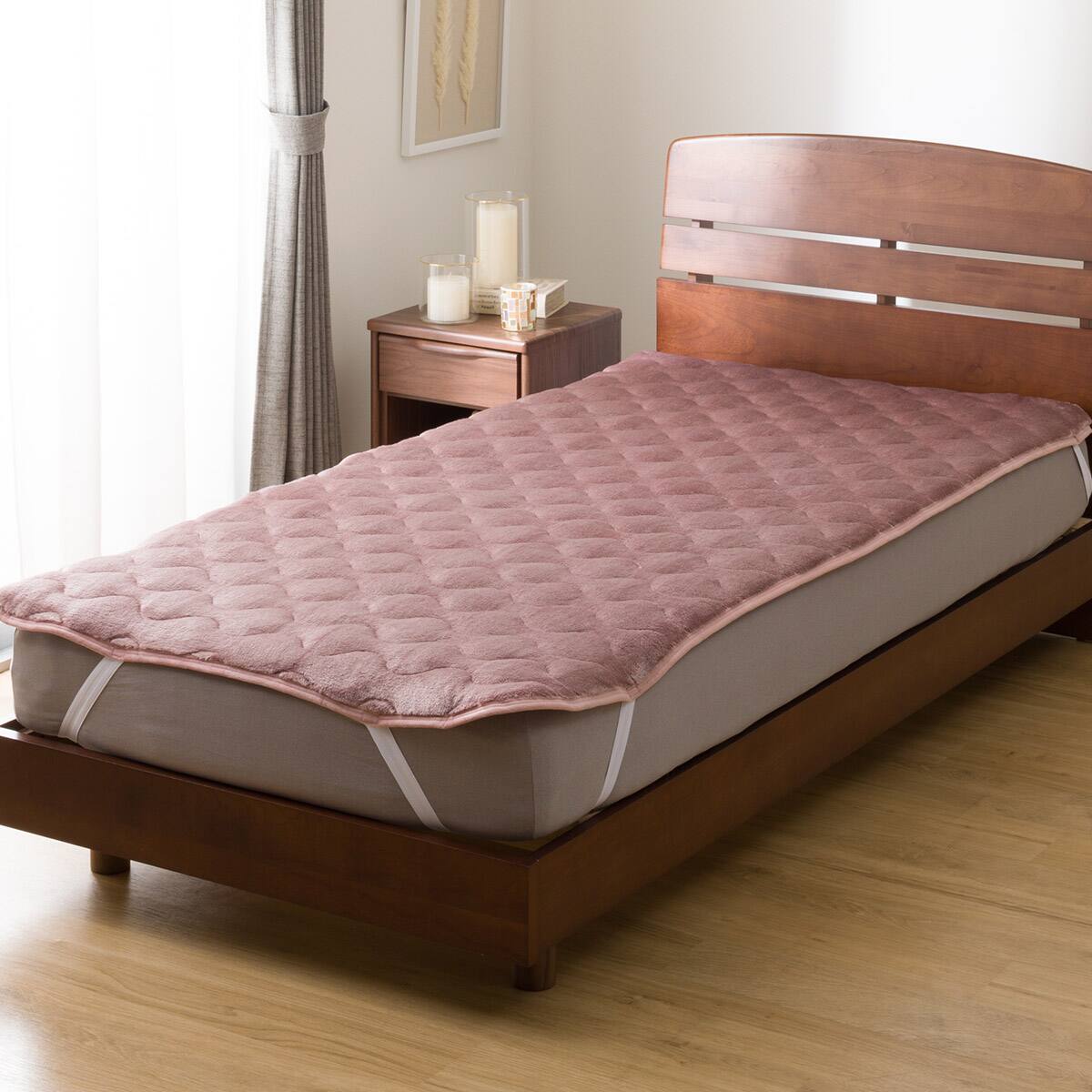 両面使える 敷きパッド ダブル(NウォームWSP グレイッシュローズ A2512