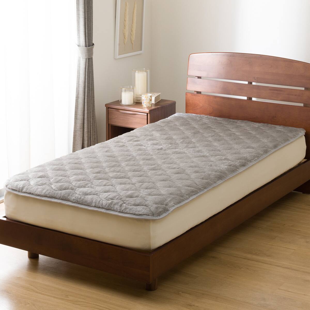 置くだけ簡単 敷きパッド クイーン(NウォームWSP グレー A2512