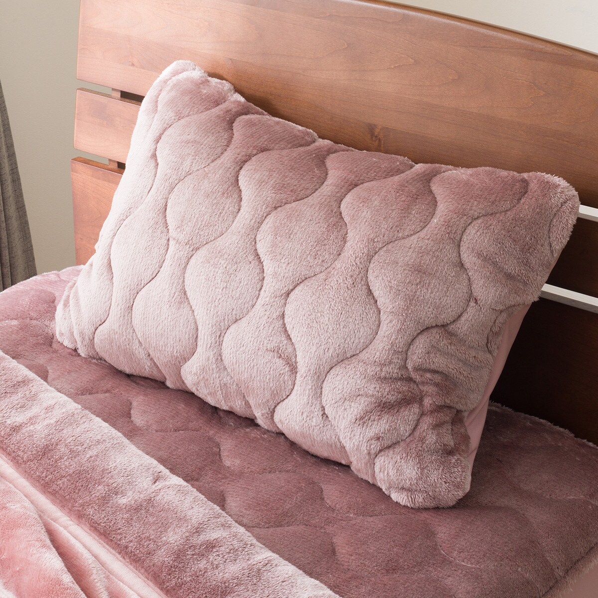 両面使えるすっぽりピローパッド(NウォームWSP グレイッシュローズ