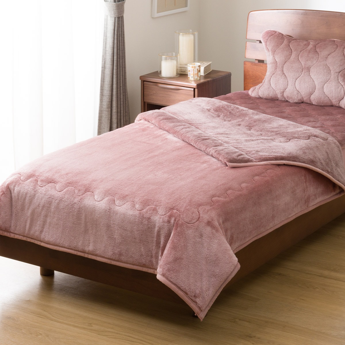 2枚合わせ毛布 シングル(NウォームWSP グレイッシュローズ A2512