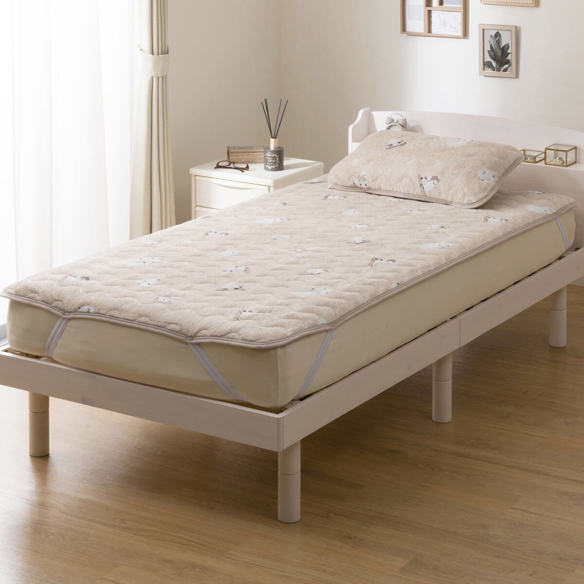 両面使える 敷きパッド セミダブル(Nウォーム シマエナガ A25