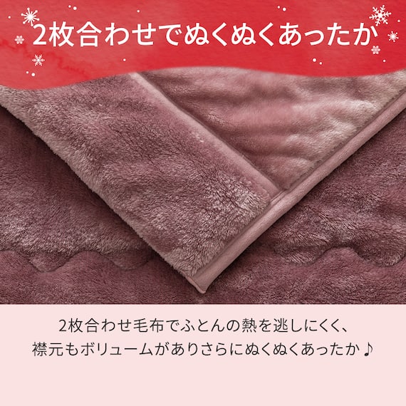 2枚合わせ 毛布 ダブル(NウォームWSP ローズ A25) 10枚目画像