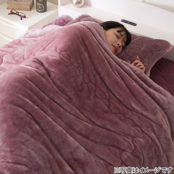 2枚合わせ 毛布 ダブル(NウォームWSP ローズ A25） 13枚目画像