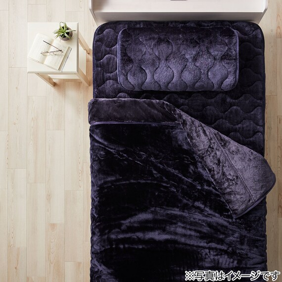 【2点セット】両面使える 敷きパッド  A25  シングル+ピローパッド(NウォームWSP A25 ネイビー) 3枚目画像