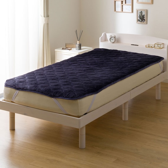 【2点セット】両面使える 敷きパッド A25 シングル+ピローパッド(NウォームWSP A25 ネイビー) 4枚目画像