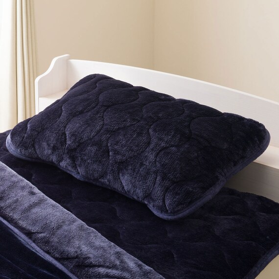 【2点セット】両面使える 敷きパッド  A25  シングル+ピローパッド(NウォームWSP A25 ネイビー) 12枚目画像