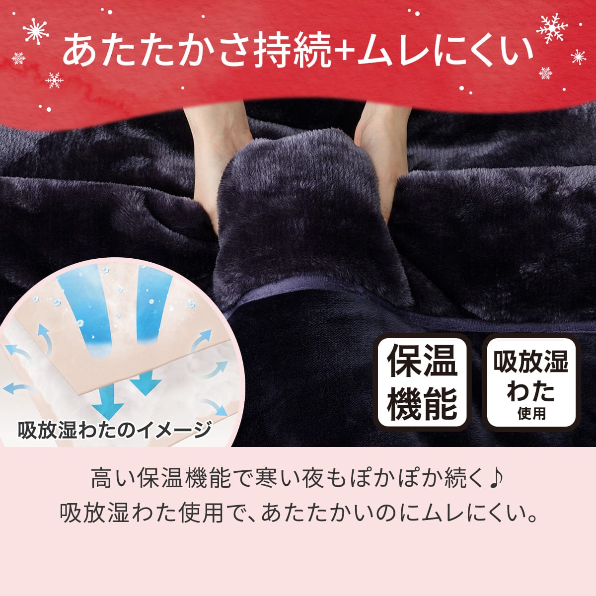 2枚合わせ 毛布 シングル(NウォームWSP ネイビー A25） | ニトリネット