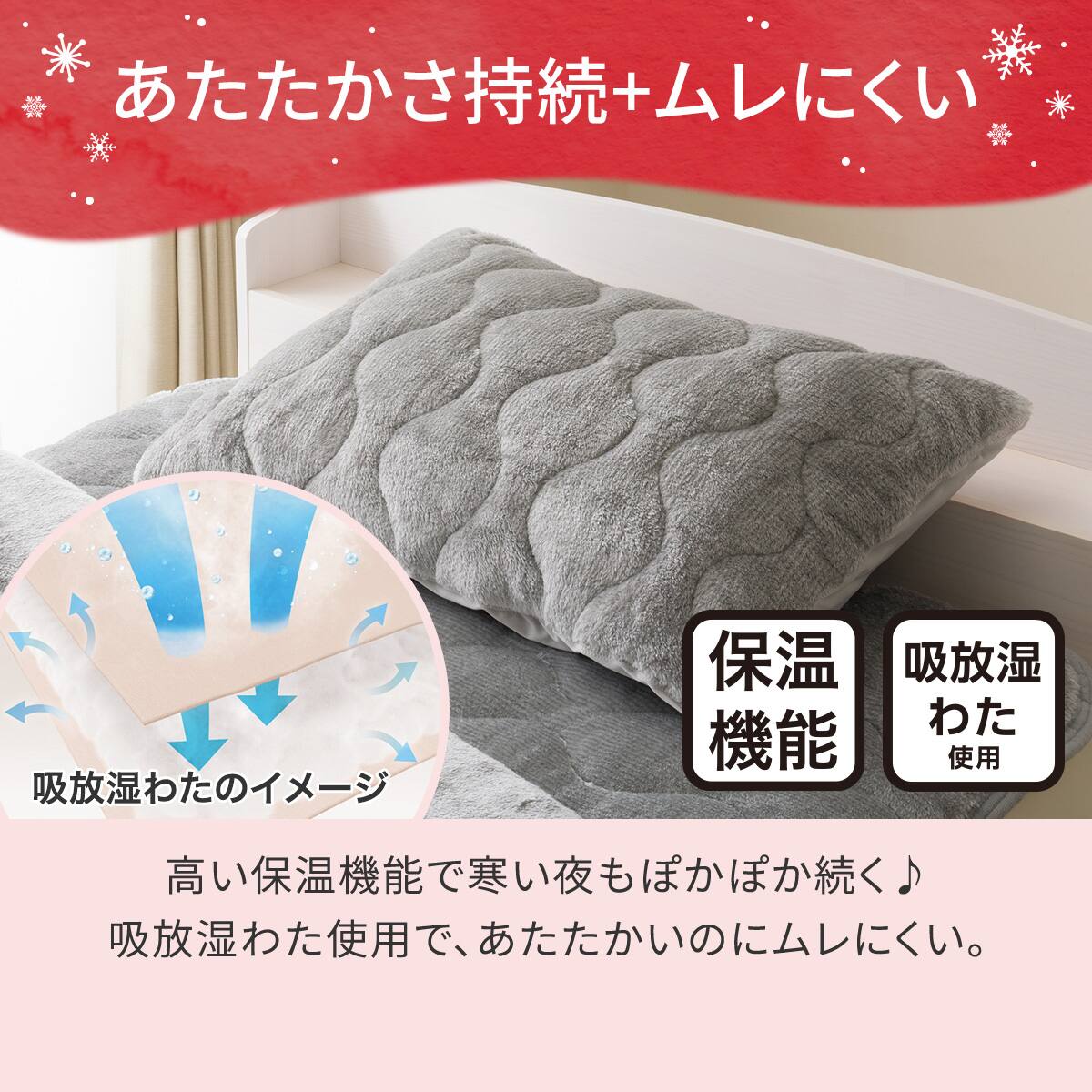 両面使える すっぽり ピローパッド(NウォームWSP グレー A25) | ニトリ