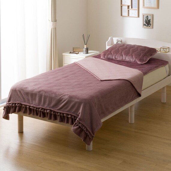 フリル付き毛布 シングル(フリル A25 ローズ) 1枚目画像