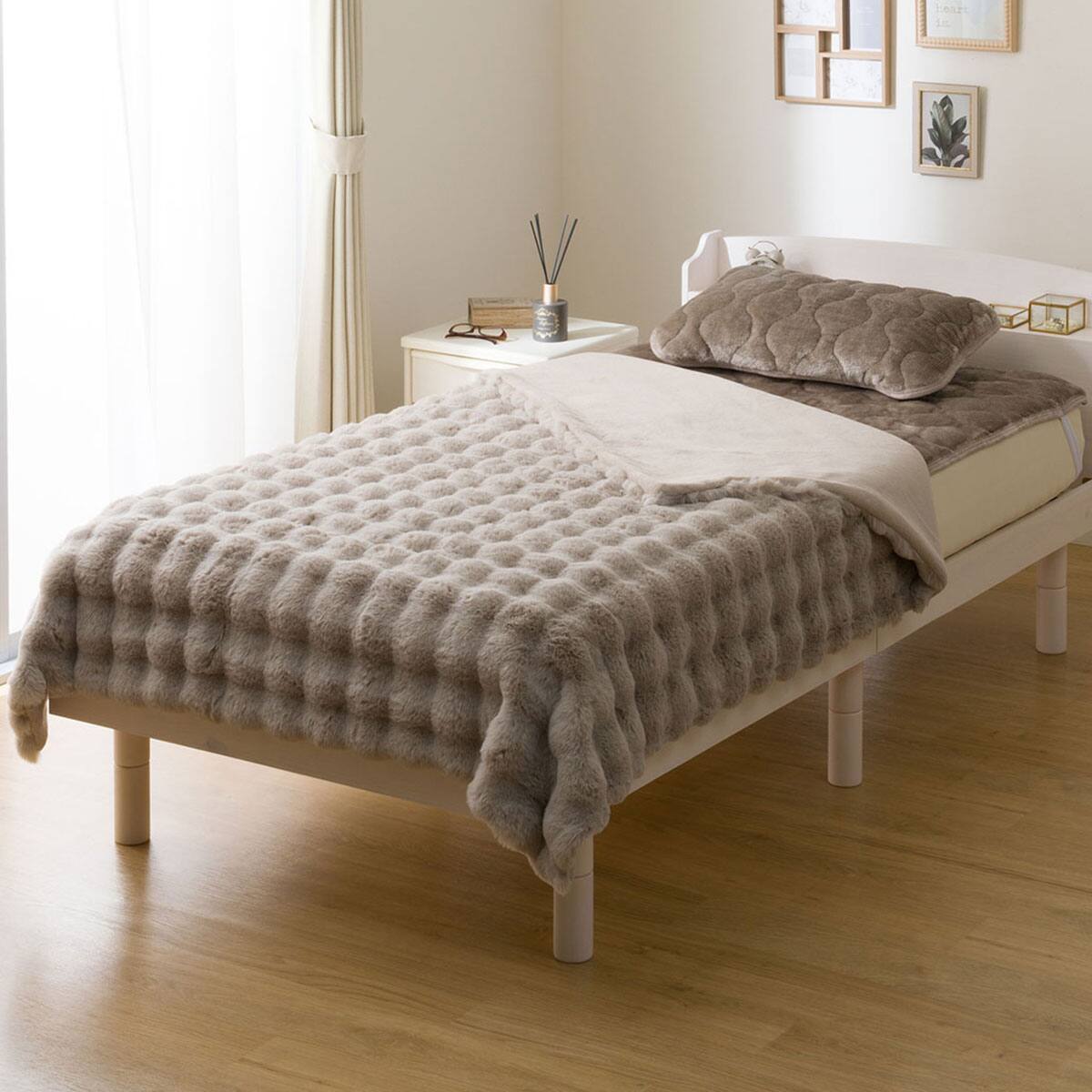 ぽこぽこ 2枚合わせ毛布 ダブル(ポコポコタッチ A25 モカ)【ネット