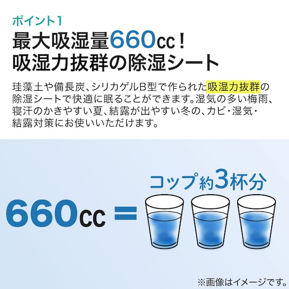 珪藻土・備長炭入り洗える除湿シート シングル(ブルー T5) 9枚目画像