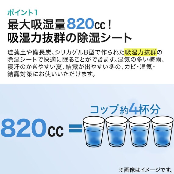 珪藻土・備長炭入り洗える除湿シート セミダブル(ブルー T5) 9枚目画像