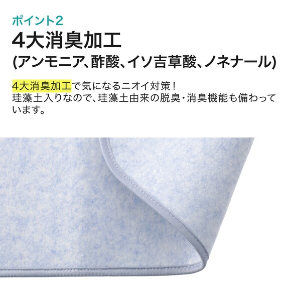 珪藻土・備長炭入り洗える除湿シート ダブル(ブルー T5) 10枚目画像