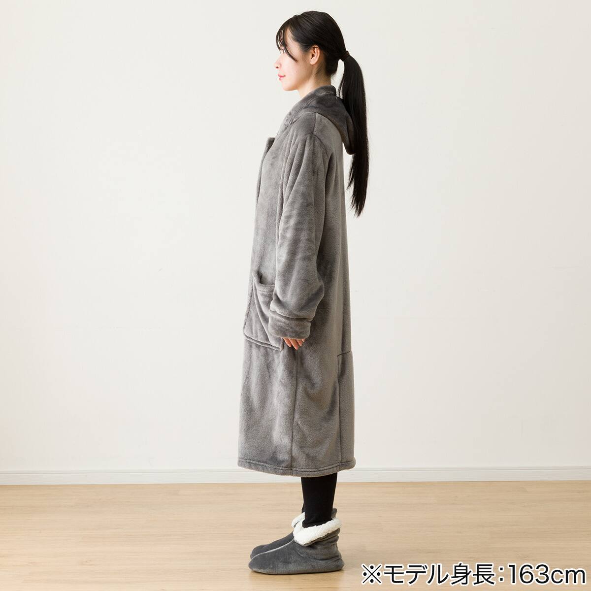 すっぽり収納 着る毛布(NウォームWSPフード付きミドル DGY) | ニトリ