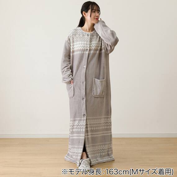 すっぽり収納 着る毛布(Nウォーム RネックロングLGY L) 7枚目画像
