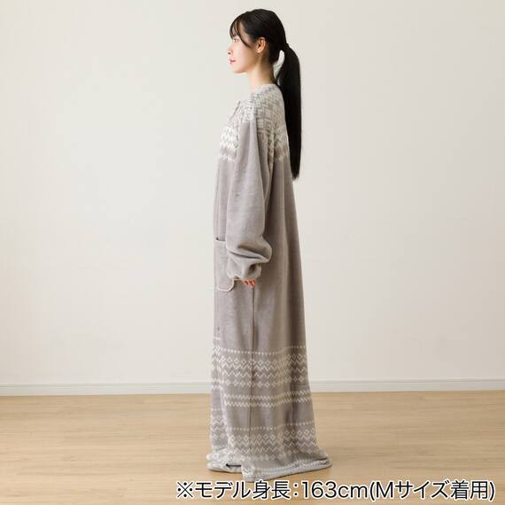 すっぽり収納 着る毛布(Nウォーム RネックロングLGY L) 8枚目画像