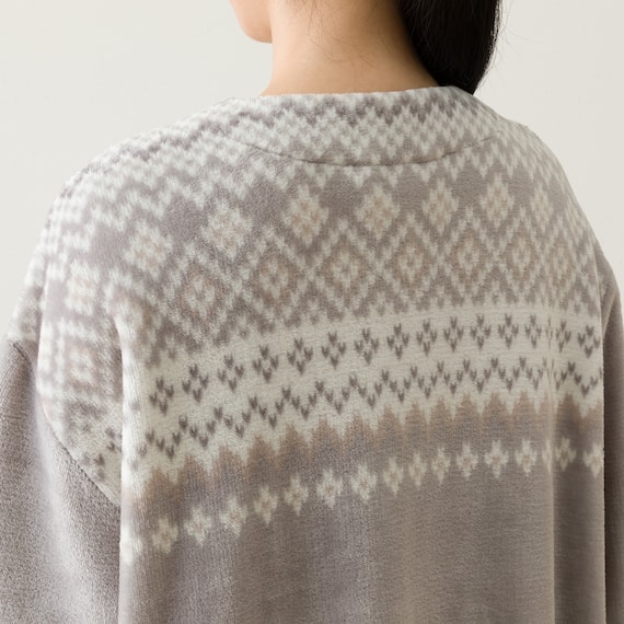 すっぽり収納 着る毛布(Nウォーム RネックロングLGY L) 14枚目画像