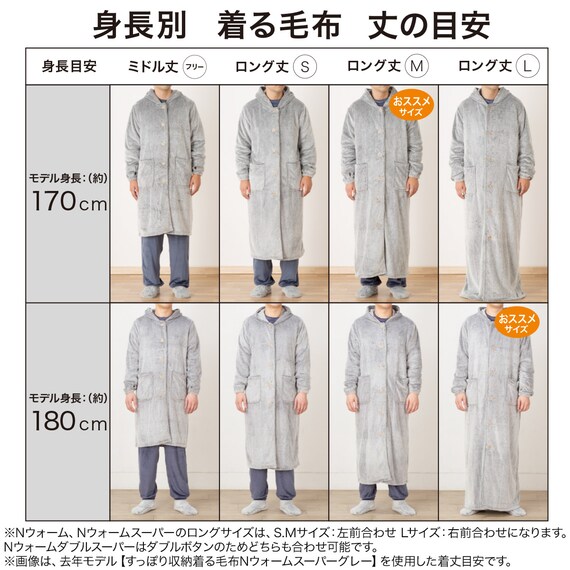 すっぽり収納 着る毛布(NウォームSPフード付きロングDGYLKR) 6枚目画像