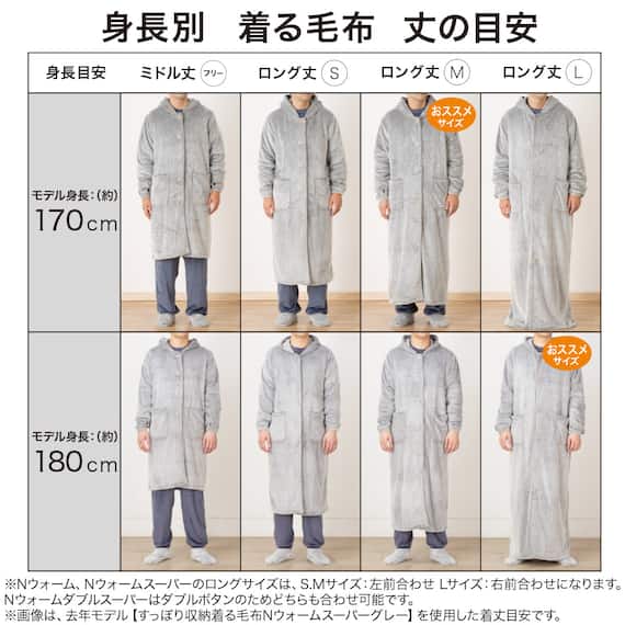 すっぽり収納 着る毛布(NウォームWSPエリ付きロングRO M) 7枚目画像