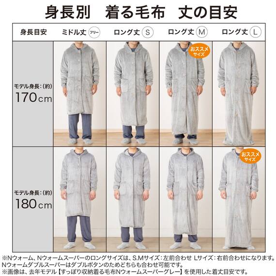 すっぽり収納 着る毛布(NウォームWSP フード付き ロングRO M) 6枚目画像