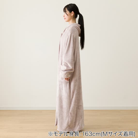 すっぽり収納 着る毛布(NウォームWSP フード付き ロングRO M) 8枚目画像