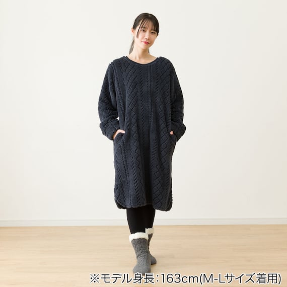 WOMEN ケーブルワンピース (NウォームWSPケーブルNV L-LL) 2枚目画像