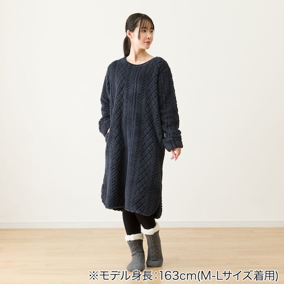 WOMEN ケーブルワンピース (NウォームWSPケーブルNV L-LL) 3枚目画像