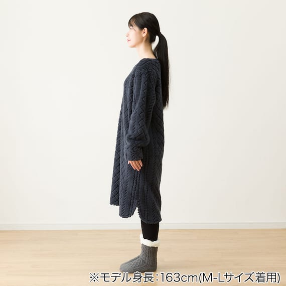 WOMEN ケーブルワンピース (NウォームWSPケーブルNV L-LL) 4枚目画像