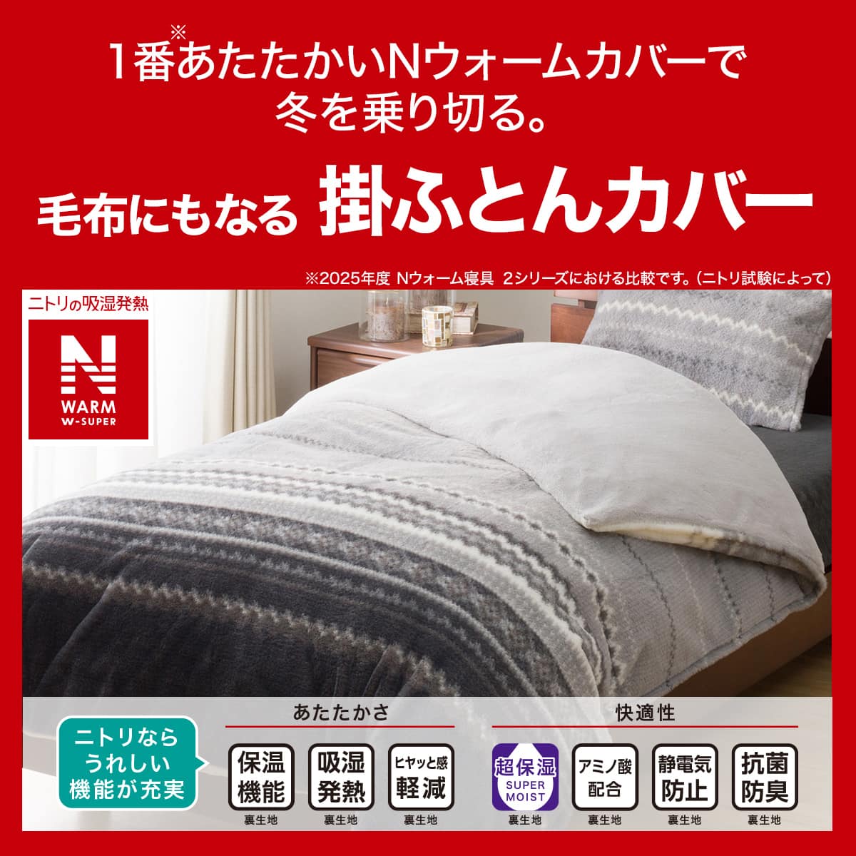 毛布にもなる掛ふとんカバー セミダブル(NウォームWSP キカ 25NW08
