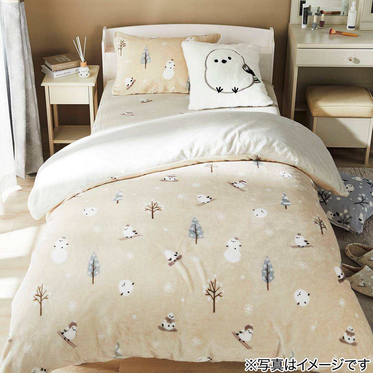 4セット　毛布にもなる掛ふとんカバー（シングル）＋ まくらカバー　グレー　ニトリ 毛布にもなる掛ふとんカバー シングル(NウォームWSP グレー 25NW05