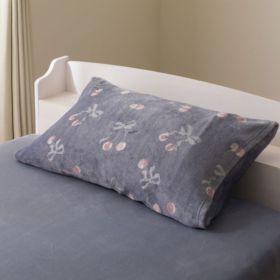 【2点セット】毛布にもなる掛ふとんカバー シングル(Nウォーム リボンチェリー NG09 S)+まくらカバー(Nウォーム リボンチェリー NG09) 8枚目画像