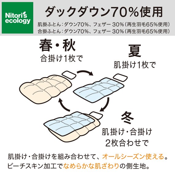2枚合わせ羽毛掛ふとん セミダブル(NTR-2 K2520 SD) 7枚目画像