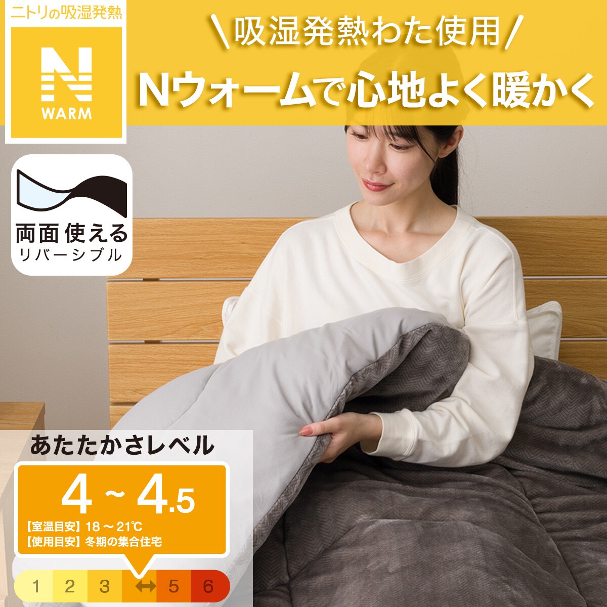 カバーのいらない両面掛ふとん セミダブル(Nウォーム GY K2526 SD