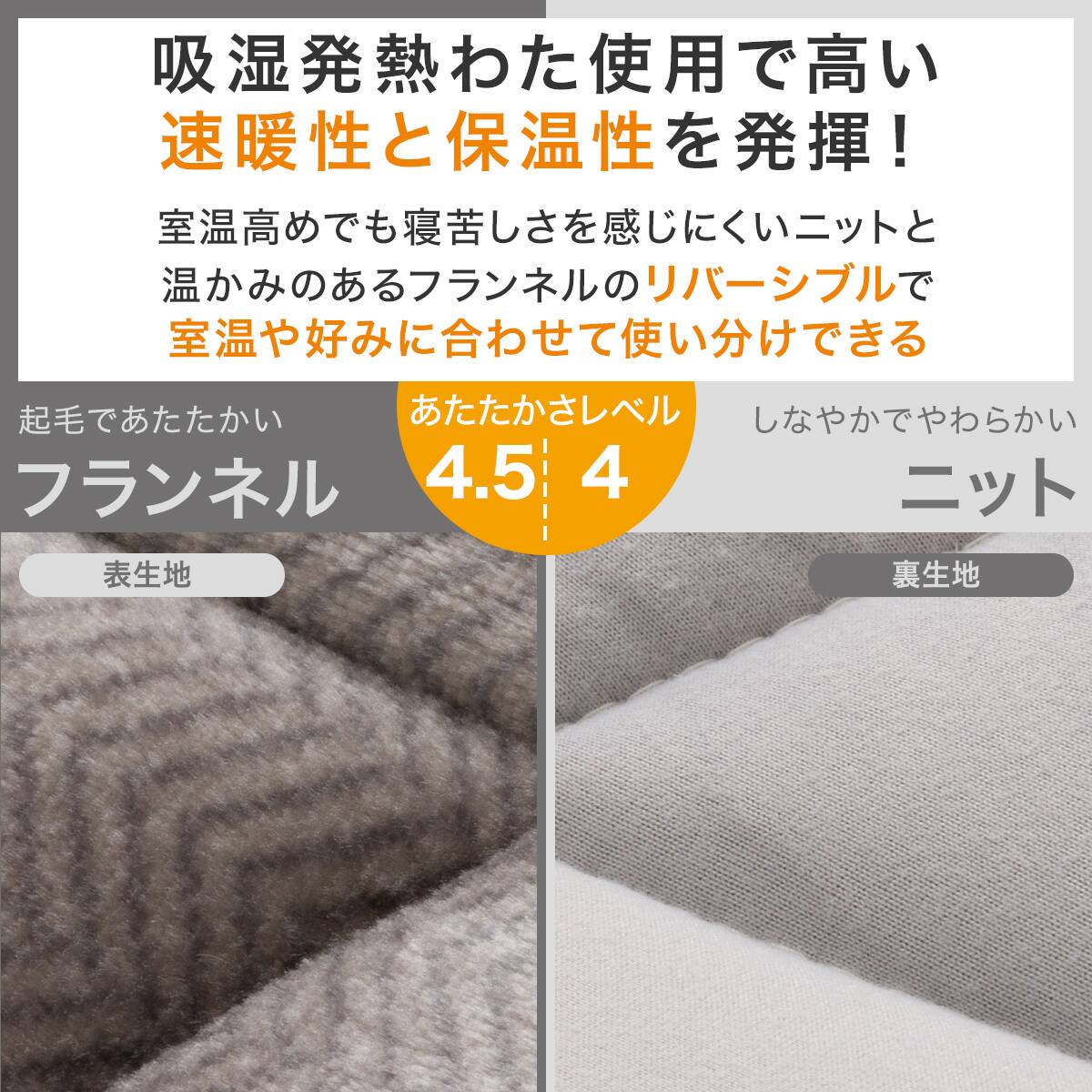 カバーのいらない両面掛ふとん セミダブル(Nウォーム GY K2526 SD