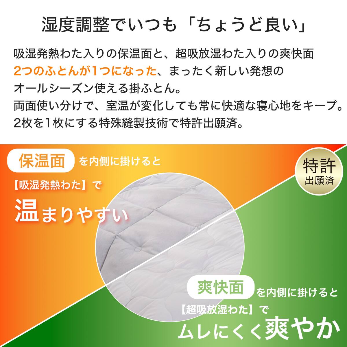 ちょうど良い湿度調整掛ふとん クイーン(K2518 Q) | ニトリネット
