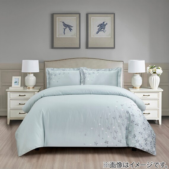 高密度サテン 掛ふとんカバー セミダブル(Nグリップ PR05BLステッチ ブルー SD) 4枚目画像