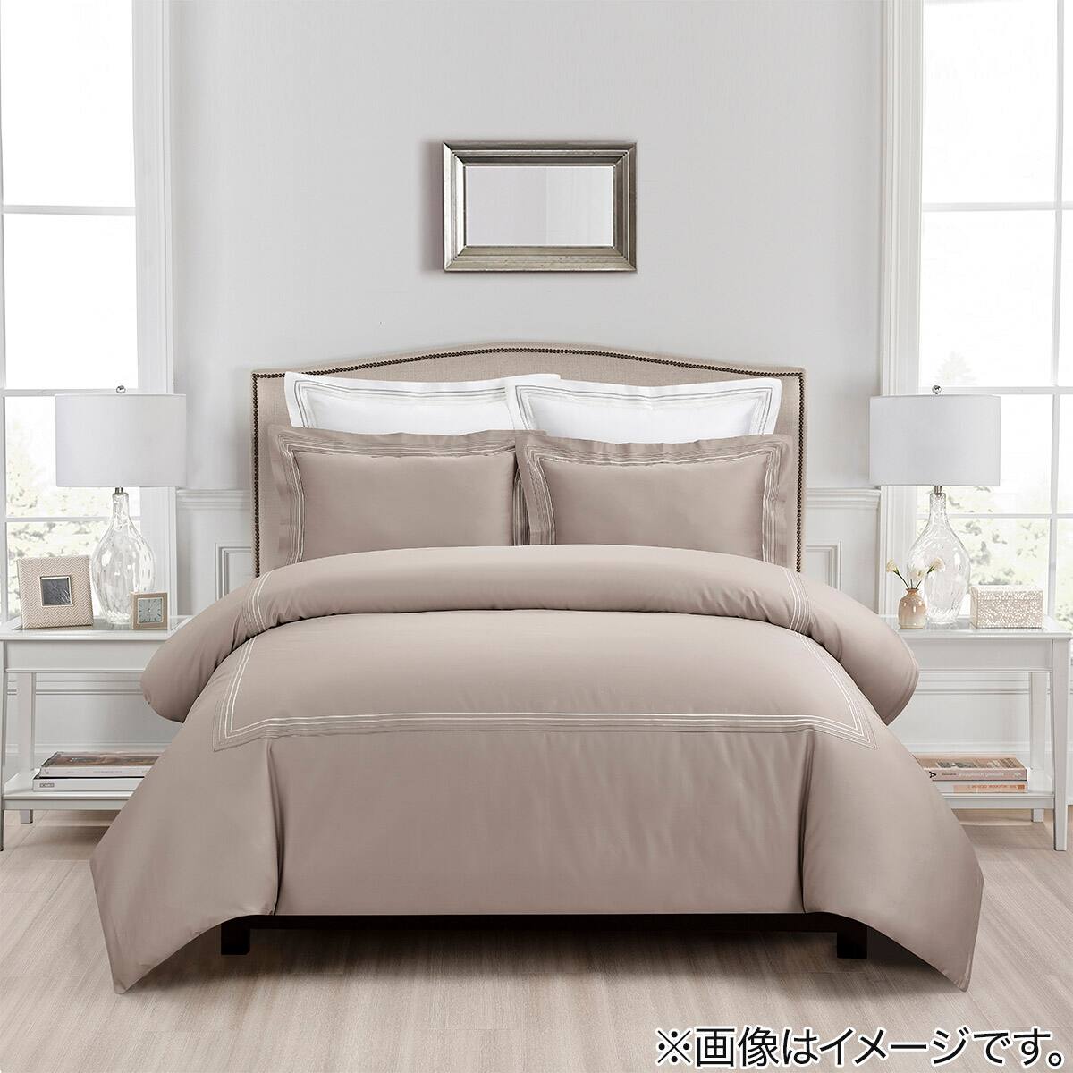 3点新品　ホテルライク　高密度サテン 掛ふとんカバー ダブル　/枕カバー　モカ 高密度サテン 掛ふとんカバー ダブル(Nグリップ PR04WHラインS モカ D