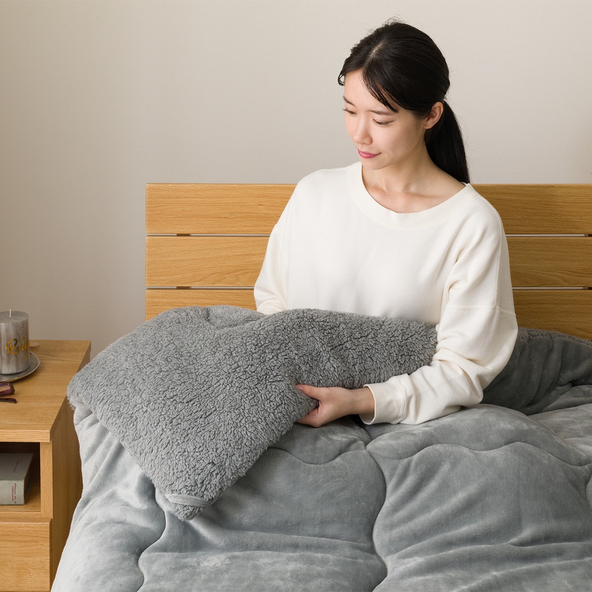 表も裏もそのまま使える 蓄熱わた入り掛けふとん シングル(K2529 GY S