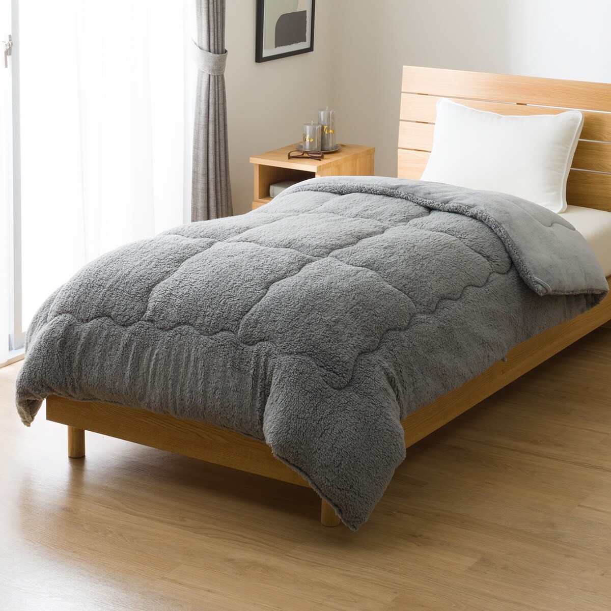 表も裏もそのまま使える 蓄熱わた入り掛けふとん セミダブル(K2529 GY